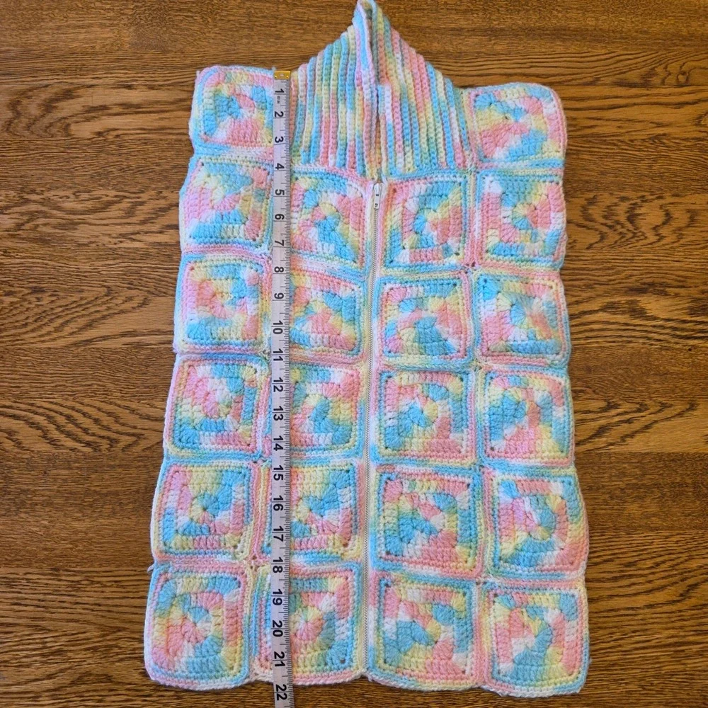 Handmade Crochet Granny Square Sleep Sack Pastel Zip‎ Front Baby Blanket Gift
